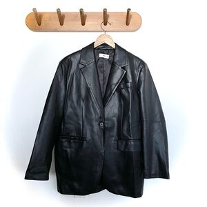 MANGO Women’s Faux Leather Blazer